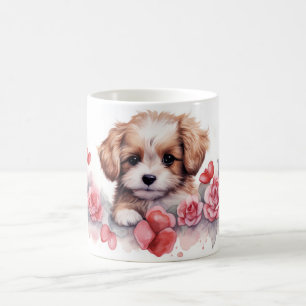 Vibrant flower Dog Art StyleFor Dog Lovers  Coffee Mug