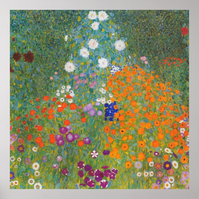 Vibrant Flower Garden - Gustav Klimt Poster (Front)
