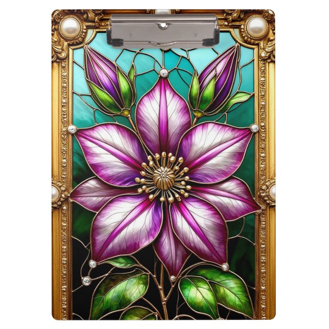Vibrant Flower Ornately Framed Clipboard (Front)