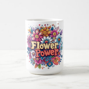 Vibrant Flower Power Design with Colorful Blooms Coffee Mug