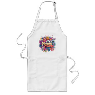 Vibrant Flower Power Design with Colorful Blooms  Long Apron