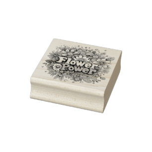 Vibrant Flower Power Design with Colorful Blooms Rubber Stamp