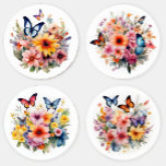 Vibrant Flowers and Butterflies Coaster Set<br><div class="desc">Vibrant and colourful design of wild flowers and butterflies. Sure to brighten up your kitchen,  living room,  or office!</div>