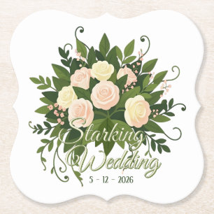Vibrant Flowers Bridal Bouquet 5 - Fan Fun Paper Coaster