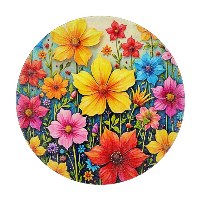 Vibrant Flowers: Garden of Joy Art Cutting Board (Front)