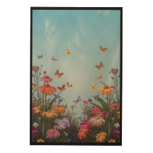 Vibrant flowers in a garden wood wall art