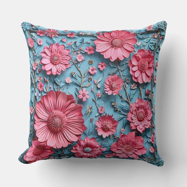 Vibrant Flowers in Intricate Design Cushion (Front)