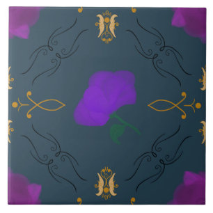 Vibrant Flowers in Purple - home decor accent room Tile
