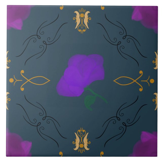 Vibrant Flowers in Purple - home decor accent room Tile (Front)