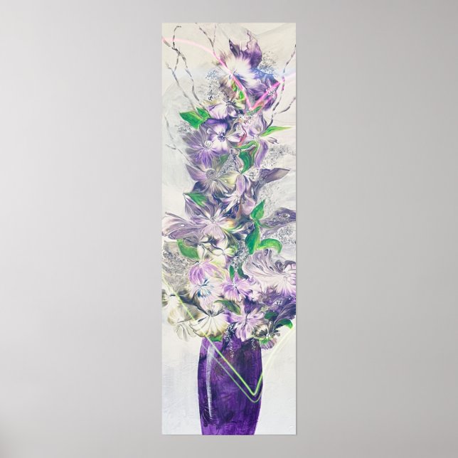 Vibrant Flowers in Tall Vase Print (Front)