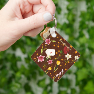 Vibrant Flowers Key Ring