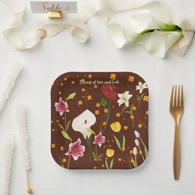 Vibrant Flowers Paper Plate (Wedding)