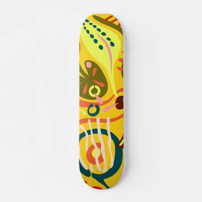Vibrant flowers skateboard deck (Front)