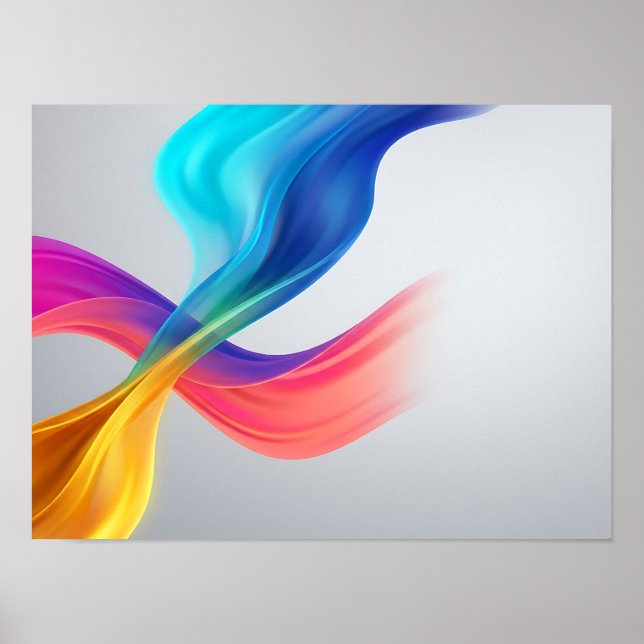 Vibrant Flowing Colour Streams Abstract Poster (Front)