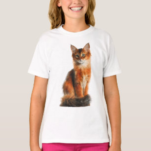 Vibrant Fluffy Ginger Somali Cat Kids T-Shirt