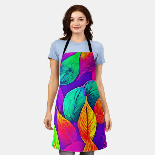 Vibrant Foliage: Cartoon Neon Apron