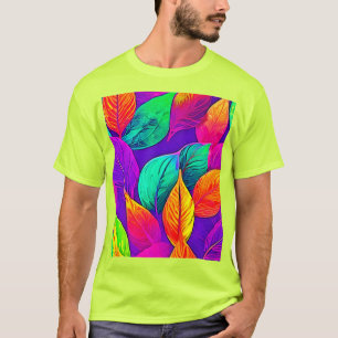 Vibrant Foliage: Cartoon Neon T-Shirt