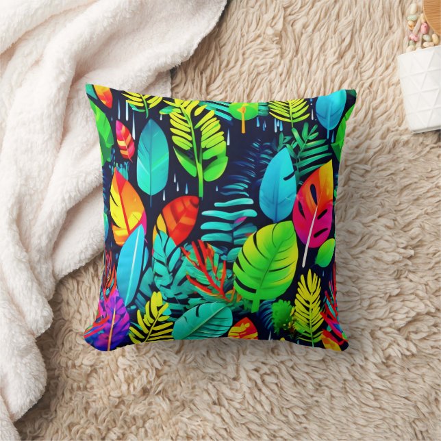 Vibrant Foliage Drizzle Art Cushion (Blanket)