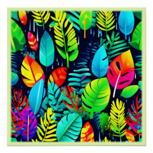 Vibrant Foliage Drizzle Art Poster
