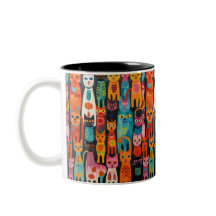 Vibrant Folk Art Cats Pattern Mug