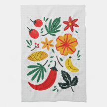 Vibrant Folk Art Tropical Fruit Chilli Pepper