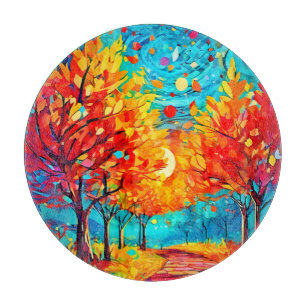 Vibrant Forest Path to the Moon Cutting Board