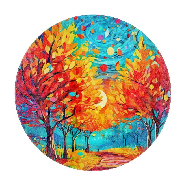 Vibrant Forest Path to the Moon Cutting Board (Front)