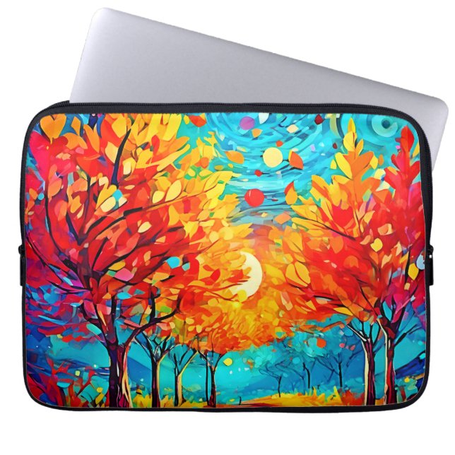 Vibrant Forest Path to the Moon Laptop Sleeve (Front)