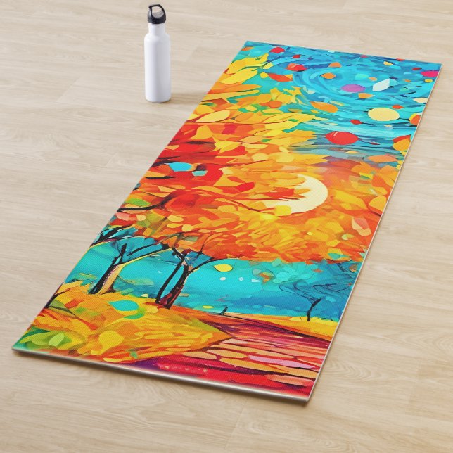 Vibrant Forest Path to the Moon Yoga Mat (In Situ)
