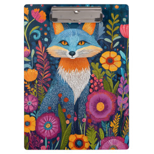 Vibrant Fox Dot Art Amidst Lush Flora Clipboard