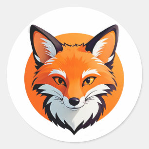Vibrant Fox Head Classic Round Sticker