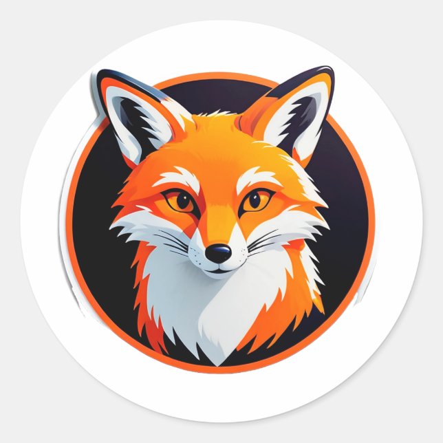 Vibrant Fox Head Classic Round Sticker (Front)