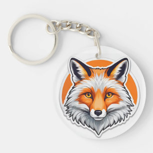 Vibrant Fox Head Key Ring