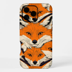 Vibrant Fox Pattern: A Captivating Wildlife Design iPhone 16 Pro Max Case