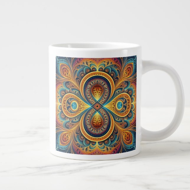 Vibrant Fractal Art Giant Coffee Mug (Right)