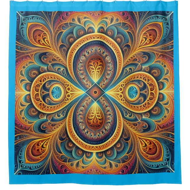 Vibrant Fractal Art Shower Curtain (Front)