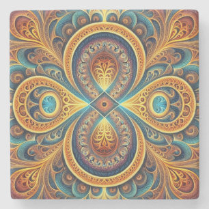 Vibrant Fractal Art Stone Coaster