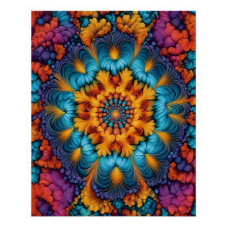 Vibrant Fractal Bloom Poster