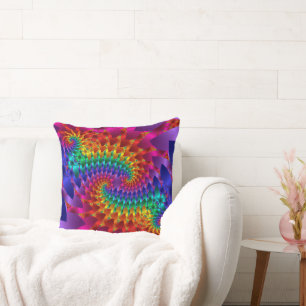 Vibrant Fractal Dragons Cushion