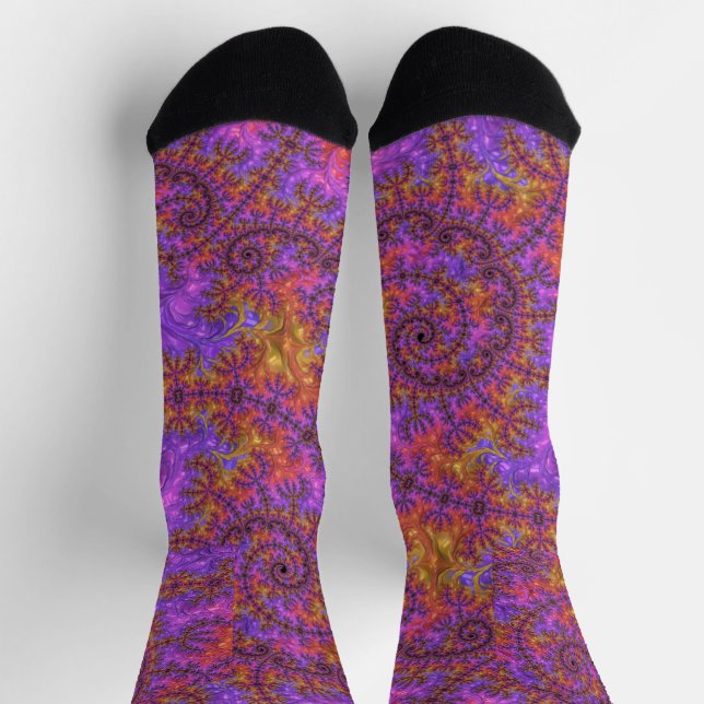 Vibrant Fractal Socks (Top)