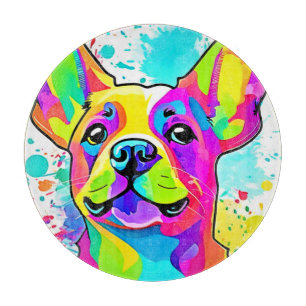 Vibrant Frenchie Bulldog Puppy Art Cutting Board