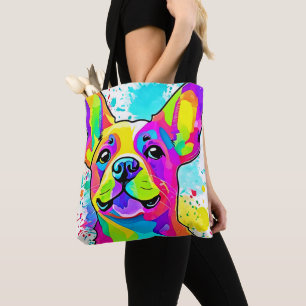 Vibrant Frenchie Bulldog Puppy Art Tote Bag