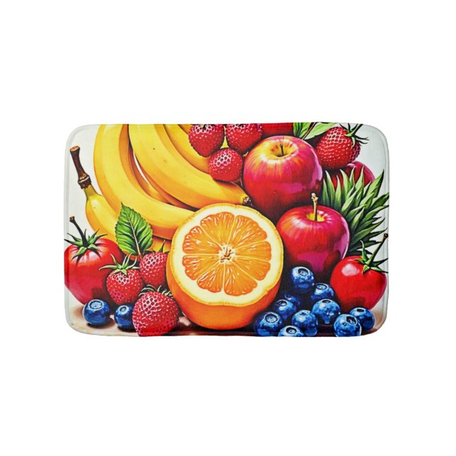 Vibrant Fresh Fruit Delight Design Bath Mat (Front)