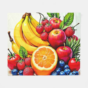 Vibrant Fresh Fruit Delight Design Fleece Blanket