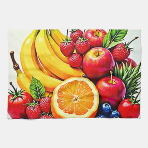 Vibrant Fresh Fruit Delight Design Tea Towel