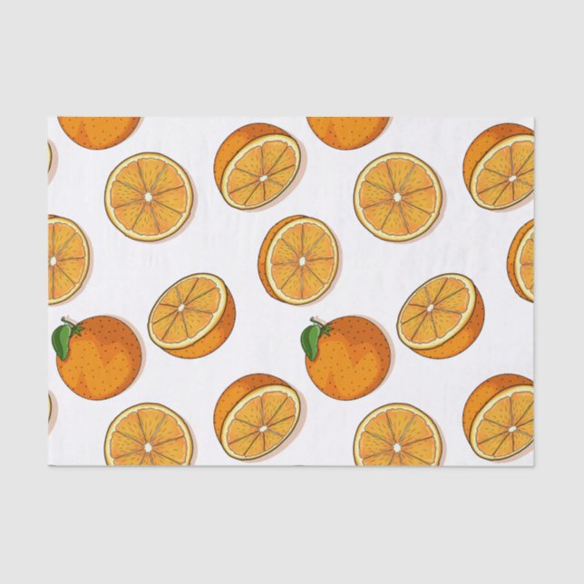 Vibrant Fresh Orange Citrus Fruit Seamless Pattern Tissue Paper (Front)