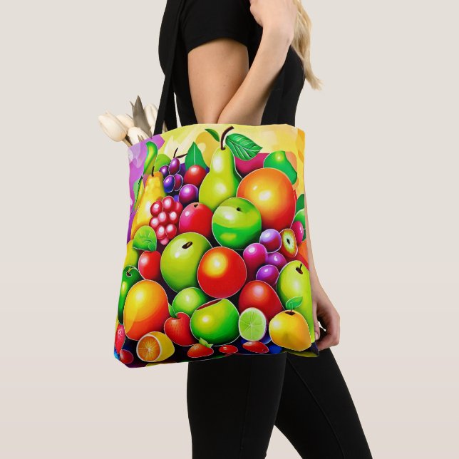 Vibrant Fruit Medley Art Tote Bag (Close Up)