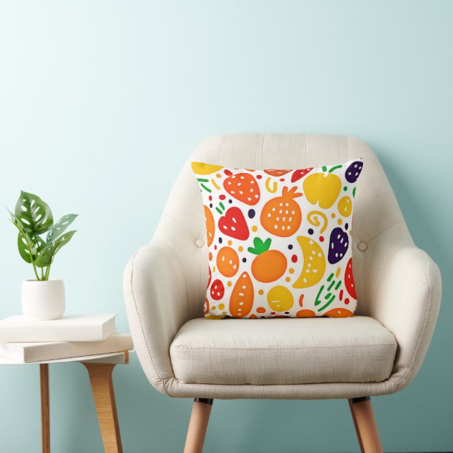 Vibrant Fruit Pattern Cushion (Chair)