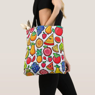Vibrant Fruit Pattern Tote Bag