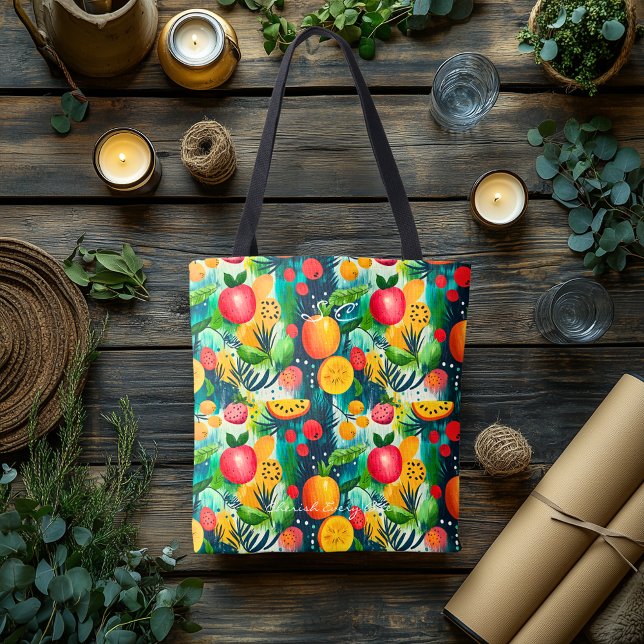 Vibrant Fruit Pattern Tote Bag for Healthy Living (Creator Uploaded)